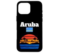 Bandiera di Aruba viaggio souvenir spiaggia palme tramonto amanti Custodia per iPhone 16 Pro Max