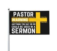 Bandiera di avvertimento per pastori 3x5: Attenzione, tutto ciò che dici o fai potrebbe essere usato in un sermone - Arazzo cristiano Jesus 2024
