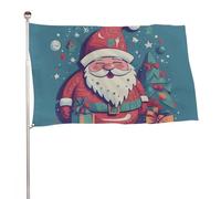 Bandiera di Babbo Natale sorridente felice 119,4 x 177,8 cm, stampa su entrambi i lati, bandiera decorativa da giardino, non sbiadisce, con occhielli in ottone da appendere, sfondo fotografico per