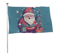 Bandiera di Babbo Natale sorridente felice 152,4 x 243,8 cm, stampa su entrambi i lati, bandiera decorativa da giardino, non sbiadisce, con occhielli in ottone da appendere, sfondo fotografico per