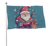 Bandiera di Babbo Natale sorridente felice 61 x 88,9 cm bandiera da giardino stampata su entrambi i lati bandiera decorativa non sbiadisce bandiera da cortile con occhielli in ottone da appendere
