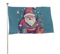 Bandiera di Babbo Natale sorridente felice 88,9 x 150 cm bandiera da giardino stampata su entrambi i lati bandiera decorativa non sbiadisce bandiera da cortile con occhielli in ottone da appendere