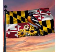 Bandiera Di Benvenuto Maryland State Baltimore Oriole Bird And Black Robuste Bandiera Da Giardino Resistente Alle Intemperie Decorazioni Da Giardino Per Attività Camere Parete 3X5 Ft