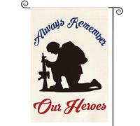 Bandiera Di Benvenuto Memorial Day Always Remember Our Heroes Military Soldiers Patriotic Appendere Bandiera Pace Robuste Decorazioni Da Esterno Per Piantone Estate Esterni 12X18 Inch