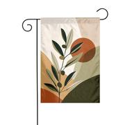 Bandiera Di Benvenuto Minimalist Abstract Olive Branch Doppia Faccia Bandiera Decorativa Resistente Alle Intemperie Bandiere Giardino Per Casa Vacanza Interni 12X18 Inch