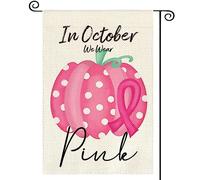 Bandiera Di Benvenuto Pink Punpkin Ribbon October Breast Cancer Awareness Wake Up Inspirational Support 30X45Cm Bandiera Pirata Personalizzata Non Sbiadisce Facilmente Bandiere Da Cortile