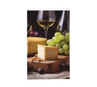 Bandiera di benvenuto Primavera Bandiera Vino Formaggio Torta Uva Bandiera da giardino 3 x 1,5 m Bandiera per esterni Bandiera Brezza Bandiera a prova di scolorimento per la casa Decorazione interna