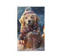 Bandiera di benvenuto primavera Buon Natale carino cane pupazzo di neve bandiera da giardino 3 x 1,5 m bandiera esterna bandiera bandiera brezza bandiere a prova di sbiadimento per casa casa