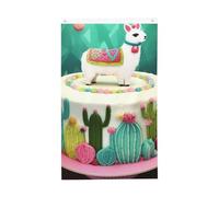 Bandiera di benvenuto Primavera Llama Alpaca Cake Cactus Bandiera da giardino 3 x 1,5 m Bandiera per esterni Bandiera Brezza Bandiera a prova di sbiadimento per la casa Decorazione esterna interna