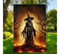 Bandiera Di Benvenuto Spooky Halloween Easter Skeleton Witch Con 2 Occhielli Striscione Appendere Segnali Da Giardino Per Esterni Piantone Celebrazioni 12X18 Inch