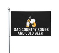 Bandiera di Canzoni Country Tristi e Birra Fredda 3x5 Bandiere popolari su entrambi i lati per Esterni Banner da Esterno per Camera dei Ragazzi 3x5 Ft, Canzoni Country Tristi e Arazzo con Birra Fredda