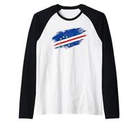 Bandiera di Capo Verde con Grafica Grunge invecchiata Maglia con Maniche Raglan
