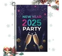 Bandiera di Capodanno per il giardino,Bandiera da giardino Felice anno, Bandiere di Capodanno 2025 per esterni, Bandiera di felice anno nuovo 2025, decorazioni per bandiera da giardino per esterni