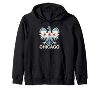 Bandiera di Chicago Polonia Polonia Polacco Immigrato Aquila Polska Americano Felpa con Cappuccio