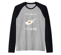 Bandiera di Cipro Distressed Ayia Napa Pride Maglia con Maniche Raglan