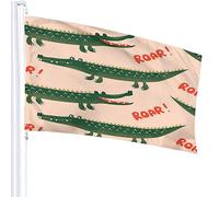Bandiera di coccodrillo 1,5 x 2,3 m animali selvatici cartone animato affamato alligatore ruggito denti affilati bandiere per esterni grandi banner da cortile di benvenuto Home Garden Yard Decor prato