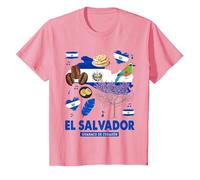 Bandiera di El Salvador, Idea per Bambini e ispanici salvadoregni Maglietta, Bambini, Rosa, 8 Anni