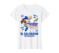 Bandiera di El Salvador, Idea per Bambini e ispanici salvadoregni Maglietta, Donna, Bianco, 3XL