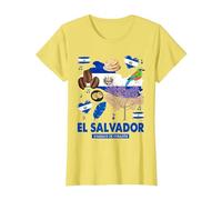 Bandiera di El Salvador, Idea per Bambini e ispanici salvadoregni Maglietta, Donna, Limone, XS