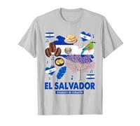 Bandiera di El Salvador, Idea per Bambini e ispanici salvadoregni Maglietta, Uomo, Argento, M