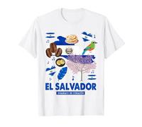 Bandiera di El Salvador, Idea per Bambini e ispanici salvadoregni Maglietta, Uomo, Bianco, 4XL