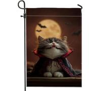 Bandiera di Halloween con gatto, nero e arancione spettrale gattino decorazione per la casa, bandiera su entrambi i lati in iuta da cortile per vacanze all'aperto decorazione prato 30,5 x 45,7 cm