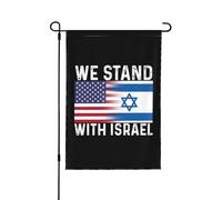 Bandiera di Israele Siamo con la bandiera di Israele, Stiamo con le bandiere da giardino di Israele Bandiere da giardino personalizzate 12x18 Decorazione da giardino su entrambi i lati per esterni
