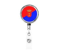 Bandiera di Lanzarote Porta badge retrattile Reel Clip Id Card Holder for Nurse Student Office Worker