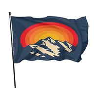 Bandiera di montagna 3x5 FT Tramonto Sopra le montagne Picco Silhouette Sole Campeggio Bandiere Esterne Grande Benvenuto Yard Banner Casa Giardino Cortile Decorazione Prato