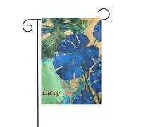 Bandiera Di Natale 30X45Cm Blue Monstera Leaves Art Bandiera Del Giardino Bifacciale Bandiera Della Casa Per Portico, Cortile, Tutte Le Stagioni