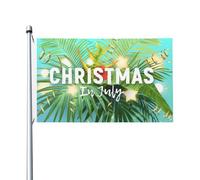 Bandiera di Natale di luglio con Babbo Natale in spiaggia, motivo 3 x 5 piedi, striscione per esterni, decorazione per feste, arazzo da parete