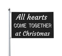 Bandiera di Natale Tutti i cuori si uniscono a Natale Bandiera per camera Teen Bandiere personalizzate su due lati Decorazione da parete per feste 9,1 x 1,5 m, Tutti i cuori si uniscono a Natale Arazz