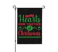 Bandiera di Natale Tutti i cuori si uniscono a Natale Bandiera Tutti i cuori si uniscono a Natale Bandiere da giardino Divertente bandiera da giardino 12x18 Bandiere da giardino stagionali su entrambi