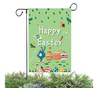 Bandiera Di Pasqua - Bandiera Da Giardino A Doppia Faccia Con Uova Di Coniglio E Felice Pasqua | Bandiere Di Natale, Decorazioni Di Pasqua Per Esterni, Striscione Di Primavera Per Il Giardino