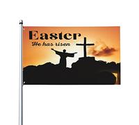 Bandiera di Pasqua "È risorto", bandiera cristiana di Gesù, 3x5 piedi, cartello da giardino, striscione per decorazioni per interni ed esterni.