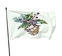 Bandiera di pino 1,5 x 2,7 m, con rami di abete e ramoscelli di sorbo bandiere per esterni, grandi striscioni di benvenuto per cortile, casa, giardino, cortile, prato