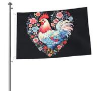 Bandiera di pollo cuore fiore 2x3 ft stampa su entrambi i lati bandiera da giardino bandiere di benvenuto per esterni bandiera della casa segni banner all'aperto per interni cortile decorazione