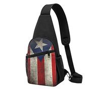 Bandiera di Porto Rico Casual Una Spalla Cross Body Borsa Del Petto Del Raccoglitore Del Telefono Sacchetto Del Telefono Degli Uomini Cross Body Bag, Nero , Taglia unica