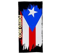 Bandiera di Porto Rico, nome giallo, assorbente, retro in cotone, asciugamano da bagno morbido 31,5"x63" che avvolge il tuo corpo