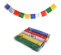 Bandiera di Preghiera Tibetana, Fatta a Mano in Nepal, Manta della Pace, Per la meditazione, lo yoga, il giardino della pace, confezione da 5 set (Bandiera grande 17.5 CM x 14 CM)