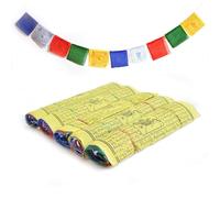 Bandiera di Preghiera Tibetana, Fatta a Mano in Nepal, Manta della Pace, Per la meditazione, lo yoga, il giardino della pace, confezione da 5 set (Grande set di 25 bandiere)