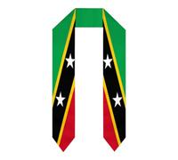 Bandiera di Saint Kitts e Nevis 0,72 pollici Sciarpa di laurea in raso per studenti all'estero, scialle per corsi di studio internazionali