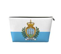 Bandiera di San Marino Modello Donne Cosmetici Borsa In Pelle Borsa Portatile Grande Capacità Cerniera Borsa Da Viaggio Sacchetto di Immagazzinaggio, Oro, Taglia unica