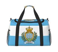 Bandiera di San Marino stampa Borse da notte per donne e uomini Borsa a tracolla Borsa a tracolla per viaggi essenziali da viaggio, nero, Taglia unica