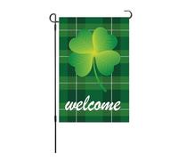 Bandiera di San Patricks Day Bandiera a doppia squadra di giardino irlandese bandiera decorativa in poliestere a prova di tempo per la festa del cortile da giardino 45 x 30 cm (S22)