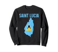 Bandiera di Santa Lucia Indie Occidentali Lucian Map Pride Souvenir Vintage Felpa