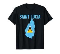 Bandiera di Santa Lucia Indie Occidentali Lucian Map Pride Souvenir Vintage Maglietta