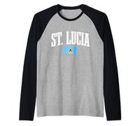Bandiera di Santa Lucia Indie Occidentali Lucian Pride Souvenir Vintage Maglia con Maniche Raglan