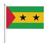 Bandiera di Sao Tomé e Principe bandiera bifacciale 3 x 1,5 m. Bandiera esterna a tre strati pesante su entrambi i lati, 0,9 x 1,5 m, bandiera da giardino in poliestere.