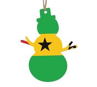 Bandiera di Sao Tomé e Principe Ornamenti in legno per albero di Natale a forma di pupazzo di neve, 1 pezzo, decorazioni vintage per la casa e le vacanze